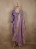 Soft Lilac Lavender Floral Beads Embroidered Design Organza Palazzo Suit