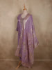 Soft Lilac Lavender Floral Beads Embroidered Design Organza Palazzo Suit