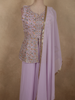 Soft Lilac Lavender Floral Sequins and Thread Embroidered Design Georgette Palazzo Suit with Dupatta