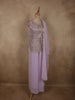 Soft Lilac Lavender Floral Sequins and Thread Embroidered Design Georgette Palazzo Suit with Dupatta