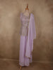 Soft Lilac Lavender Floral Sequins and Thread Embroidered Design Georgette Palazzo Suit with Dupatta