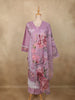 Soft Lilac Lavender Floral Thread Embroidered Design Cotton Salwar Suit with Dupatta