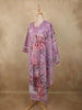 Soft Lilac Lavender Floral Thread Embroidered Design Cotton Salwar Suit with Dupatta