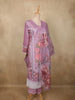 Soft Lilac Lavender Floral Thread Embroidered Design Cotton Salwar Suit with Dupatta