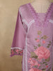 Soft Lilac Lavender Floral Thread Embroidered Design Cotton Salwar Suit with Dupatta