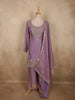 Soft Lilac Lavender Floral Zari Embroidered Design Organza Palazzo Suit