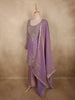 Soft Lilac Lavender Floral Zari Embroidered Design Organza Palazzo Suit