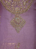 Soft Lilac Lavender Floral Zari Embroidered Design Organza Palazzo Suit