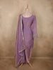 Soft Lilac Lavender Floral Zari Embroidered Design Organza Palazzo Suit
