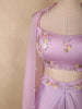 Soft Lilac Lavender and Lime Green Sequins And Beads Embroidered Design Satin Indo Western Skirt Top