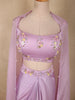 Soft Lilac Lavender and Lime Green Sequins And Beads Embroidered Design Satin Indo Western Skirt Top