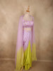 Soft Lilac Lavender and Lime Green Sequins And Beads Embroidered Design Satin Indo Western Skirt Top