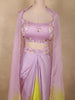 Soft Lilac Lavender and Lime Green Sequins And Beads Embroidered Design Satin Indo Western Skirt Top