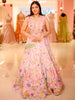 Soft Lilac Pink Floral Vine Sequins and Thread Embroidered Design Satin Fancy Lehenga with Draped Dupatta