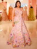 Soft Lilac Pink Floral Vine Sequins and Thread Embroidered Design Satin Fancy Lehenga with Draped Dupatta