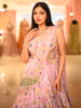 Soft Lilac Pink Floral Vine Sequins and Thread Embroidered Design Satin Fancy Lehenga with Draped Dupatta