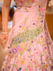 Soft Lilac Pink Floral Vine Sequins and Thread Embroidered Design Satin Fancy Lehenga with Draped Dupatta