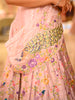 Soft Lilac Pink Floral Vine Sequins and Thread Embroidered Design Satin Fancy Lehenga with Draped Dupatta