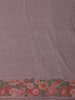 Soft Lilac Striped Zari Embroidered Design Pure Tissue Silk Party Wear Saree with Birds Motif Thread Work Border
