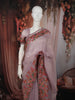 Soft Lilac Striped Zari Embroidered Design Pure Tissue Silk Party Wear Saree with Birds Motif Thread Work Border