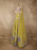 Soft Lime Yellow Heavy Sequins and Beads Embroidered Design Net Lehenga With Dupatta