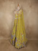 Soft Lime Yellow Heavy Sequins and Beads Embroidered Design Net Lehenga With Dupatta