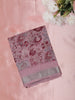 Soft Mauve Pink Floral Printed Design Mixed Cotton Saree