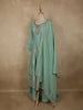 Soft Mint Aqua Green Floral Sequins Embroidered Design Tissue Banarasi Palazzo Suit with Dupatta