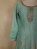 Soft Mint Aqua Green Floral Sequins Embroidered Design Tissue Banarasi Palazzo Suit with Dupatta