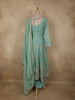 Soft Mint Aqua Green Floral Sequins Embroidered Design Tissue Banarasi Palazzo Suit with Dupatta