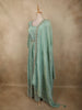 Soft Mint Green Beads and Zari Embroidered Design Semi Silk Gown with Dupata