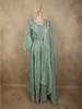 Soft Mint Green Beads and Zari Embroidered Design Semi Silk Gown with Dupata