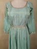 Soft Mint Green Beads and Zari Embroidered Design Semi Silk Gown with Dupata