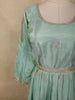 Soft Mint Green Beads and Zari Embroidered Design Semi Silk Gown with Dupata