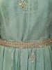 Soft Mint Green Beads and Zari Embroidered Design Semi Silk Gown with Dupata