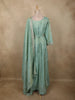 Soft Mint Green Beads and Zari Embroidered Design Semi Silk Gown with Dupata