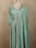 Soft Mint Green Beads and Zari Embroidered Design Semi Silk Gown with Dupata