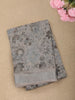 Soft Misty Ash Grey Floral Printed Design Linen Cotton Casual Wear Saree