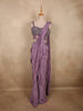 Soft Muted Mauve Lavender Solid Design Satin Ready To Wear Saree with Designer Blouse
