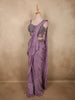 Soft Muted Mauve Lavender Solid Design Satin Ready To Wear Saree with Designer Blouse
