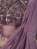 Soft Muted Mauve Lavender Solid Design Satin Ready To Wear Saree with Designer Blouse