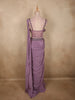 Soft Muted Mauve Lavender Solid Design Satin Ready To Wear Saree with Designer Blouse