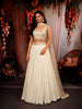Soft Off-White Abstract Mirror and Thread Embroidered Design Chiffon Lehenga with Choker Dupatta