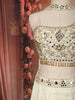 Soft Off-White Abstract Mirror and Thread Embroidered Design Chiffon Lehenga with Choker Dupatta