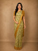 Soft Olive Green Checked Design Banarasi Saree with Contrast Zari Border