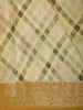 Soft Olive Green Checked Design Banarasi Saree with Contrast Zari Border