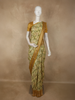 Soft Olive Green Checked Design Banarasi Saree with Contrast Zari Border