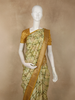 Soft Olive Green Checked Design Banarasi Saree with Contrast Zari Border