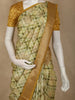 Soft Olive Green Checked Design Banarasi Saree with Contrast Zari Border