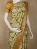 Soft Olive Green Checked Design Banarasi Saree with Contrast Zari Border